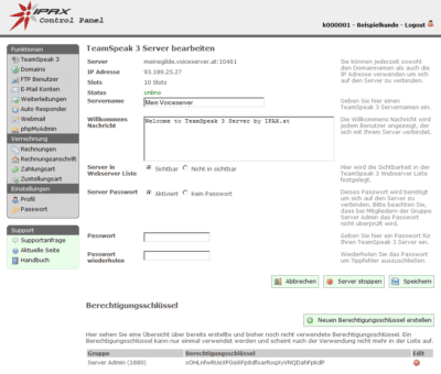 Teamspeak Server administration