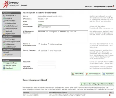 Teamspeak Server administration